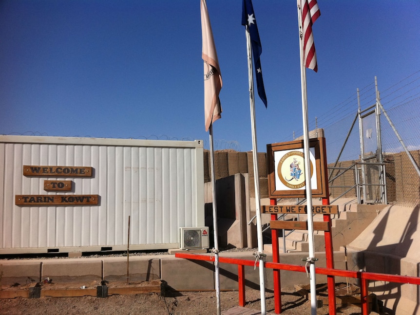 The arrival gate at Camp Holland, Australia's base at Tarin Kot in Afghanistan.