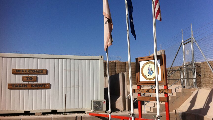 The arrival gate at Camp Holland, Australia's base at Tarin Kot in Afghanistan.