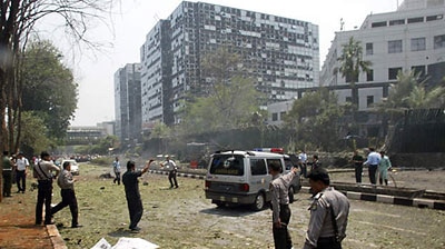 The site of the bombing in Jakarta