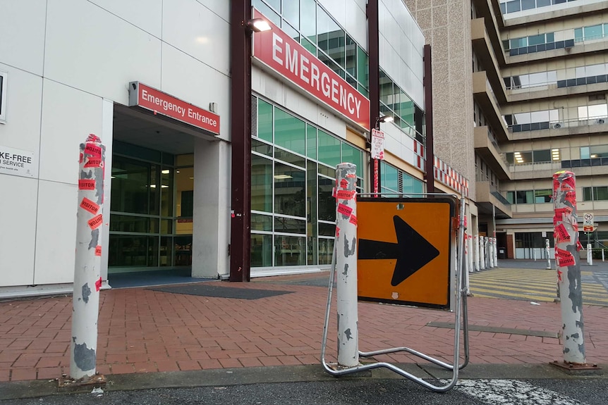 The entrance to the emergency department of a hospital