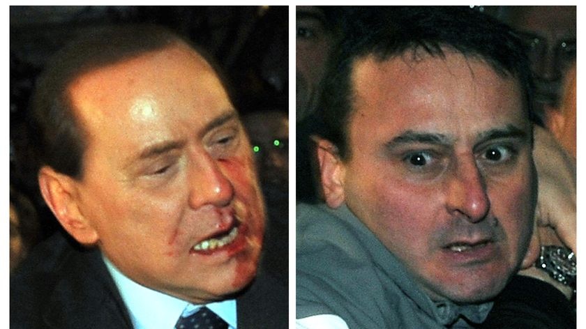 Italy's Prime Minister Silvio Berlusconi (left) and the man who attacked him
