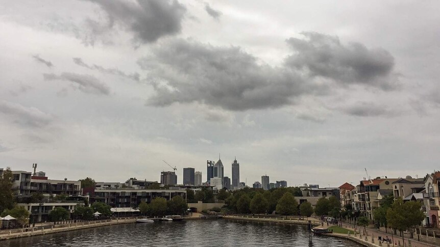 Clouds over the Perth city skyline.