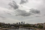 Clouds over the Perth city skyline.