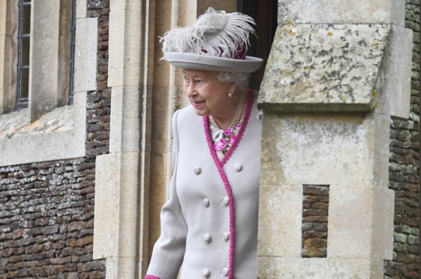 Queen Elizabeth II leaves after attending the Christmas day service