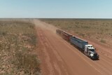 A truck drives down the Tanami Road.