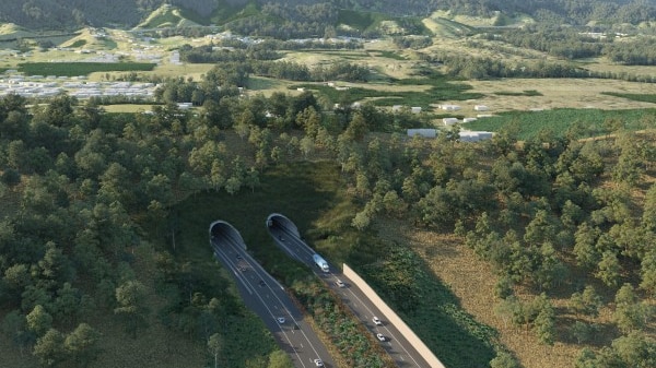 An artist's impression of tunnels to be built as part of the Coffs Harbour bypass