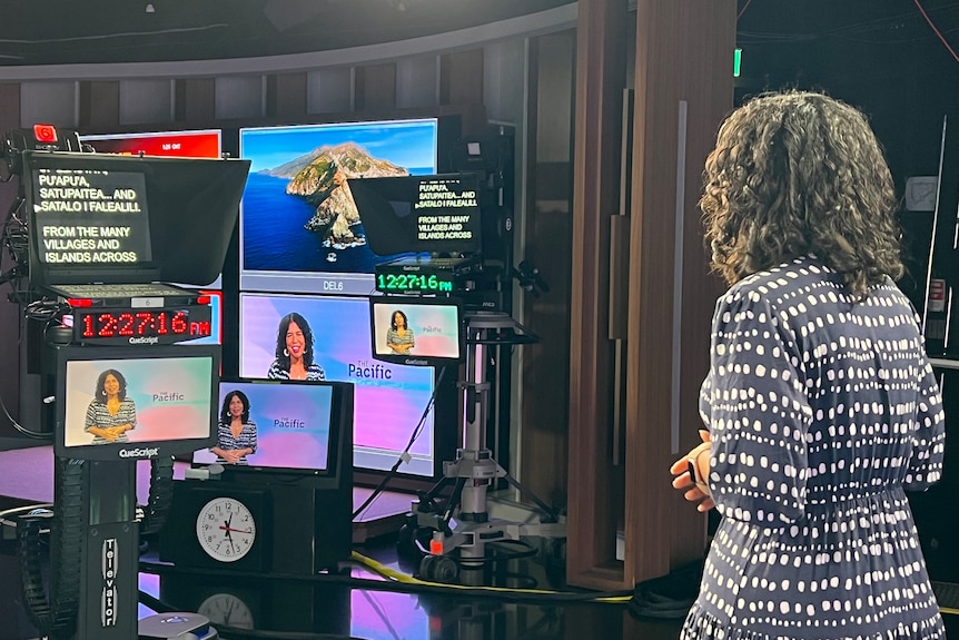 ABC journalist Tahlea Aualiitia rehearsing for launch of The Pacific TV show in 2023