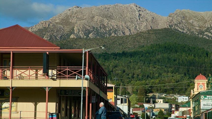 Main street in Queenstown, Tasmania.