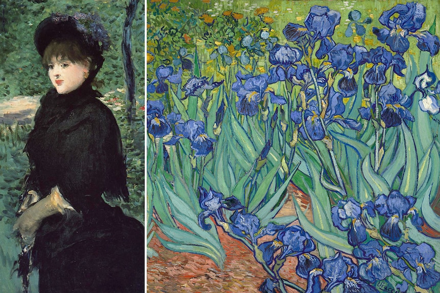 La Promenade by Manet and Irises by Van Gogh