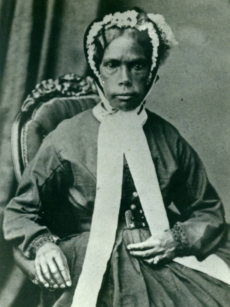 A black and white photo of a female convict who was sent to Sydney and settled in the central west of New South Wales.