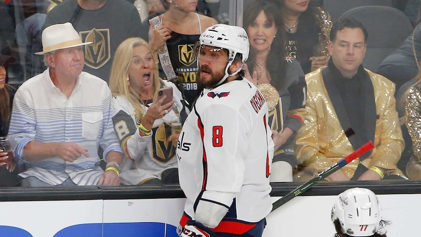 Vegas fans react after a goal by Washington's Alex Ovechkin in Game Five of the Stanley Cup finals.