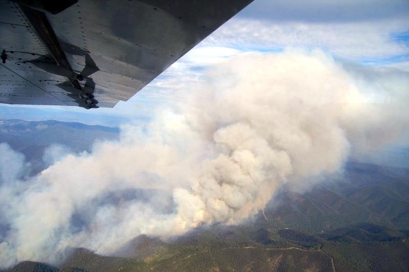 Bushfire burning in Gippsland.