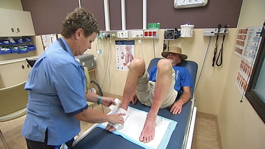 Video still: a nurse attending a patient in walk-in clinic, Canberra