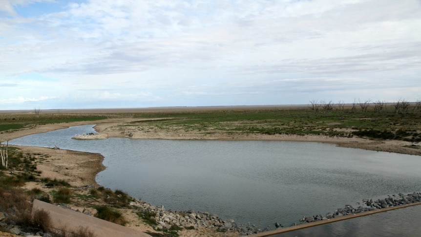 The Menindee Lakes system with a low water level.