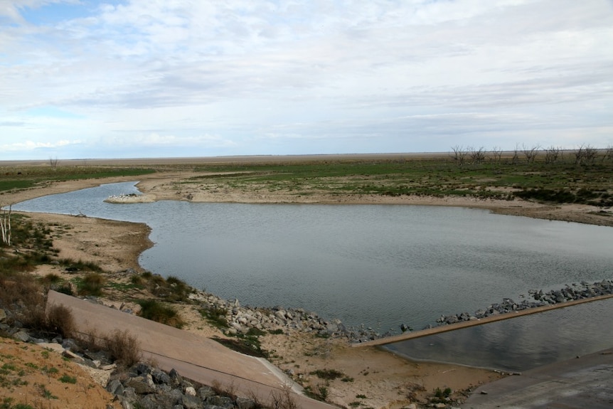 The Menindee Lakes system with a low water level.