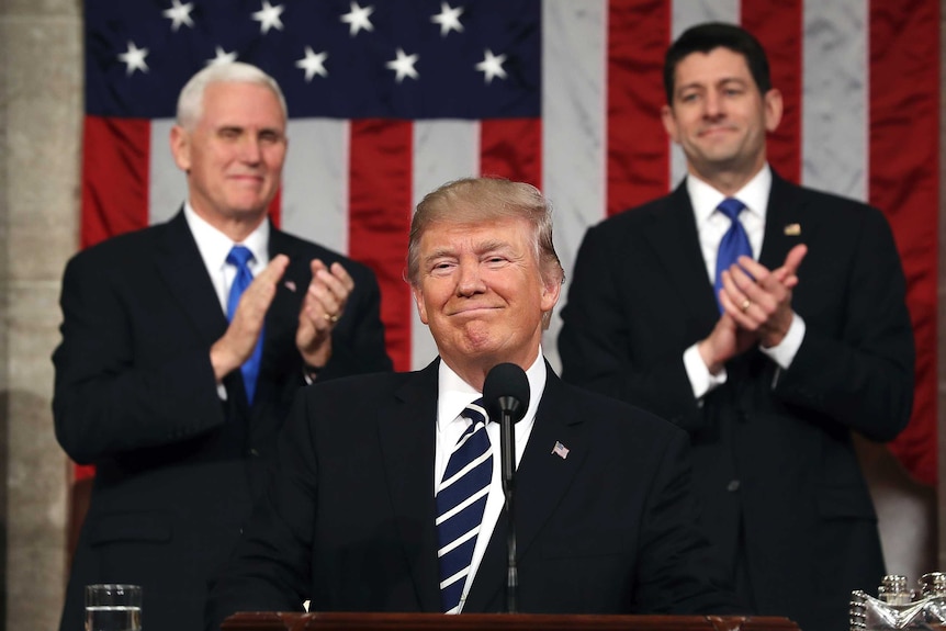 President Donald Trump addresses a joint session of Congress on Capitol Hill