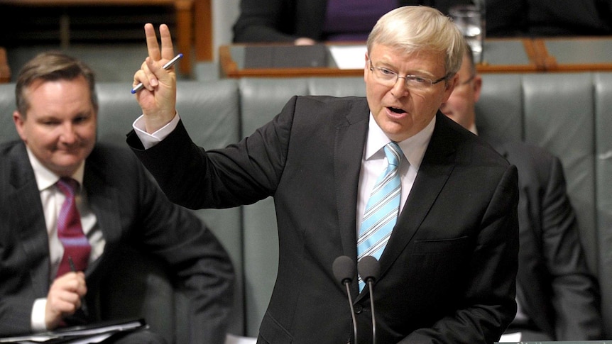 Prime Minister Kevin Rudd speaks during question time.