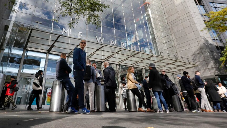 People outside Time Warner Centre after bomb scare