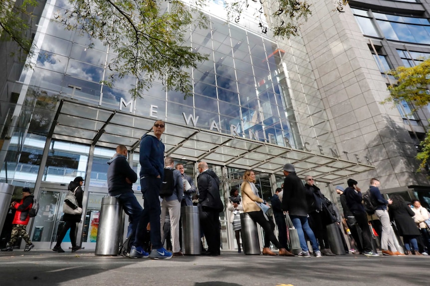 People outside Time Warner Centre after bomb scare