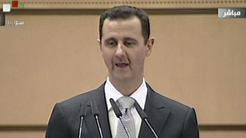 Defiant: Mr Assad was speaking in public for the first time since June last year.