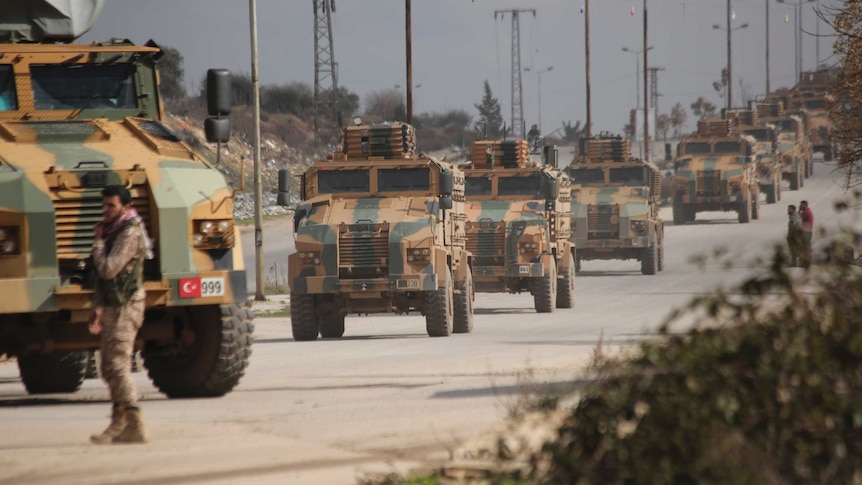 Turkish military trucks on the roads of Syria.