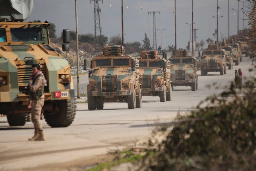 Turkish military trucks on the roads of Syria.