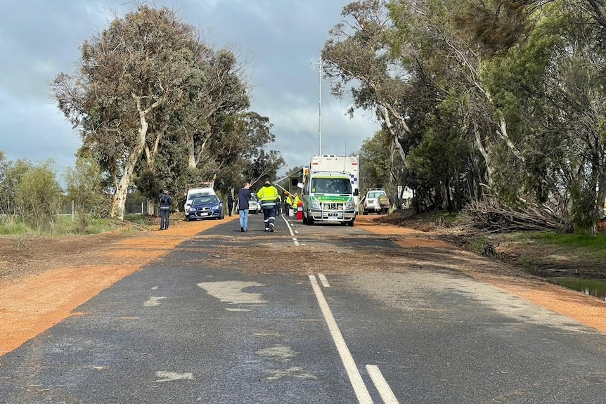 Emergency services at the search site near Wagin.