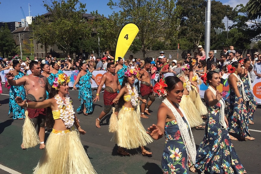 Members of Pacific Island communities join the Moomba parade