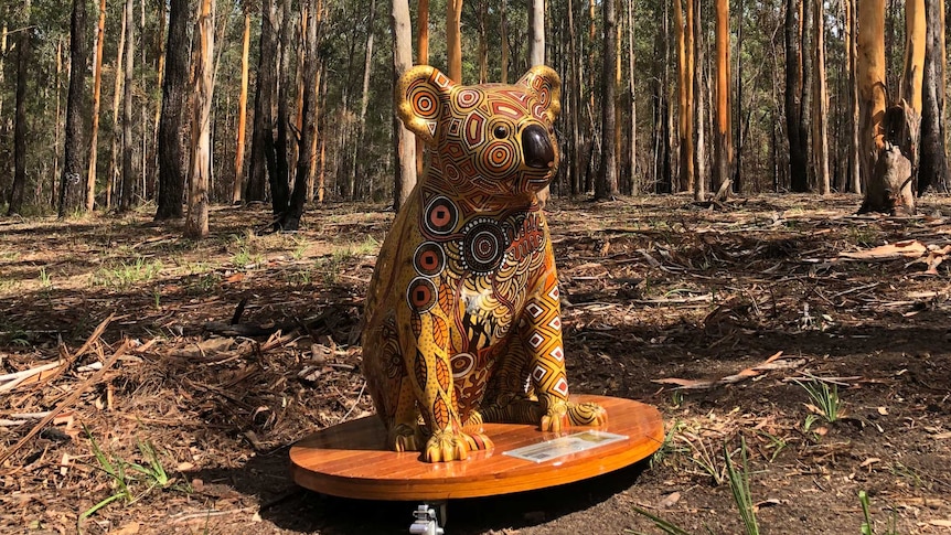 Hello Koala sculpture sitting in the Cowarra State Forest which is set to be home to the Big Koala.
