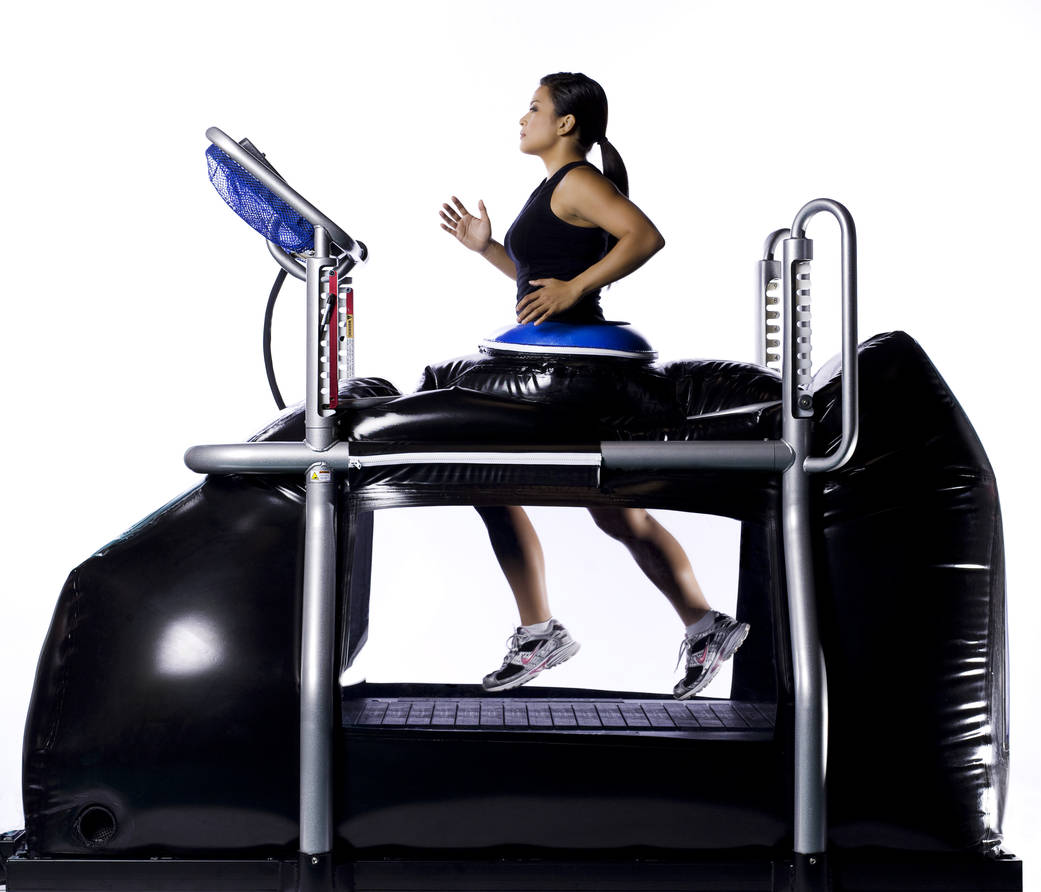 A woman running on an antigravity treadmill