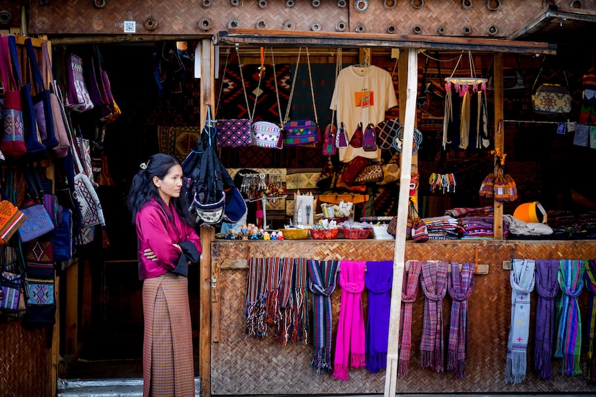 A woman in a market stall
