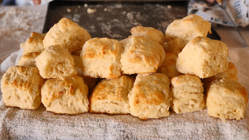 A pile of freshly baked scones.
