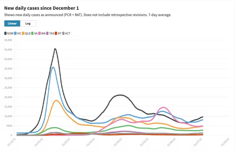 A line graph showing new daily COVID cases since December 1.