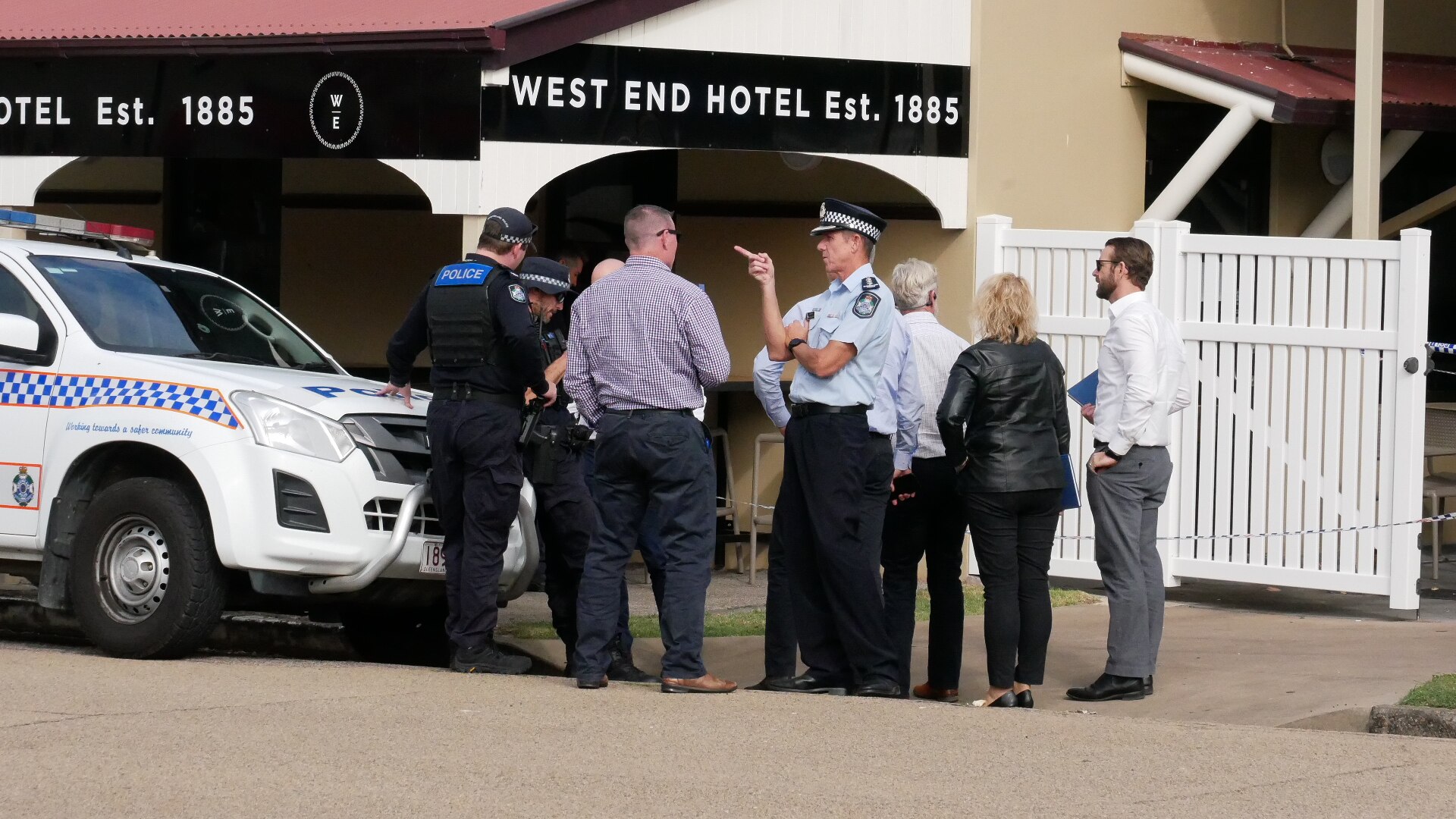 Plain-clothes and uniform police at a Townsville pub which is being treated as a crime scene.