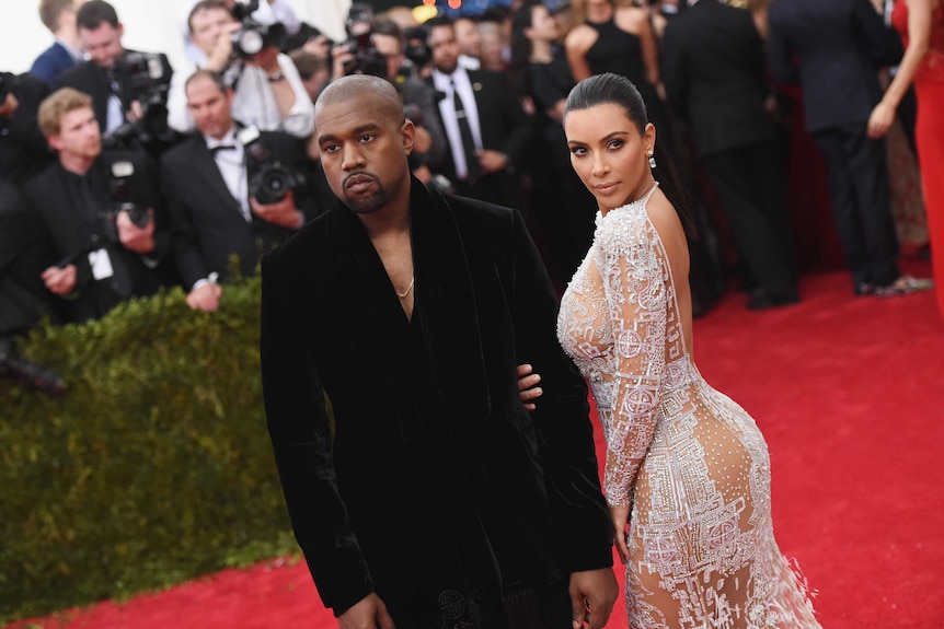 Kanye West and Kim Kardashian attend a gala ball in 2015