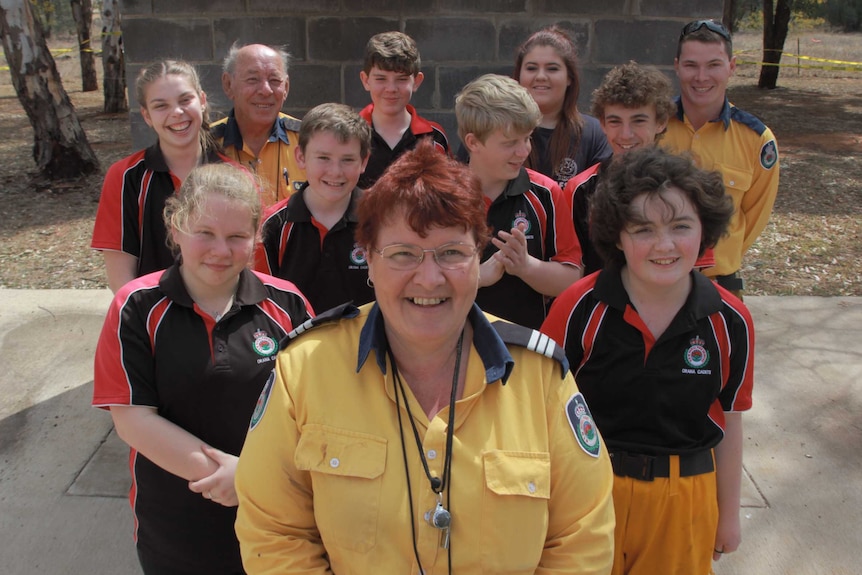 Carole shares a laugh with her fire-fighting cadets