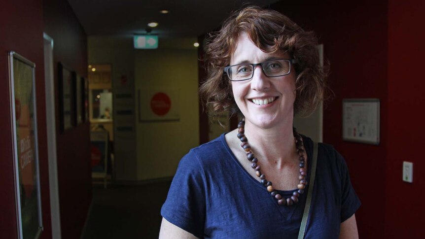 Lady in the hallway at ABC Radio Canberra