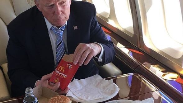 Donald Trump eats fast food.