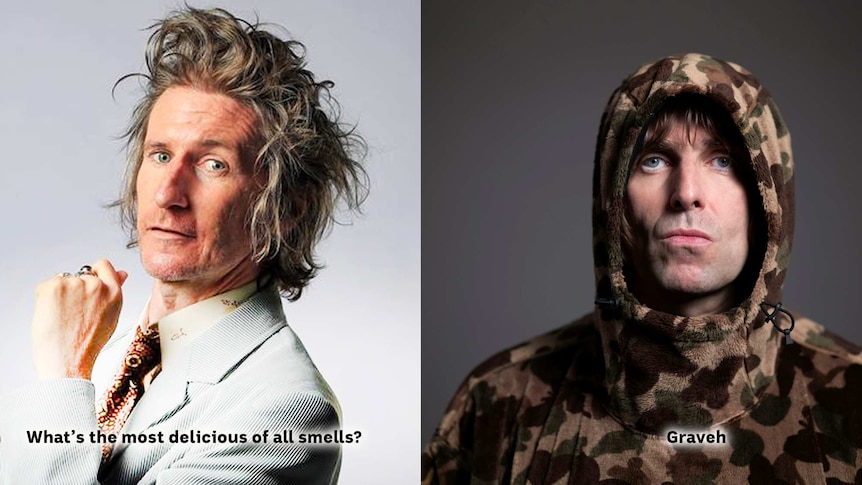 Photos of musicians Tim Rogers and Liam Gallagher