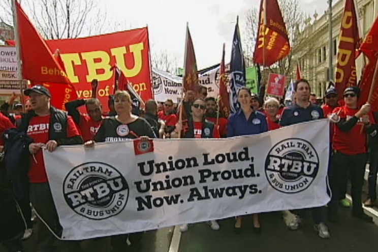 Members of the Rail Tram and Bus Union during stop work action on Friday, September 4, 2015.