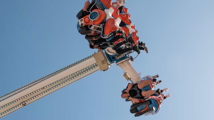 People spin on the XXXL ride at the Perth Royal Show