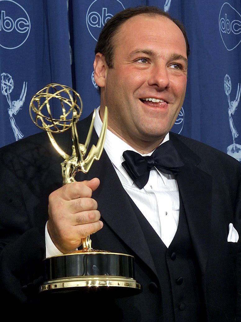 James Gandolfini holds his Emmy.