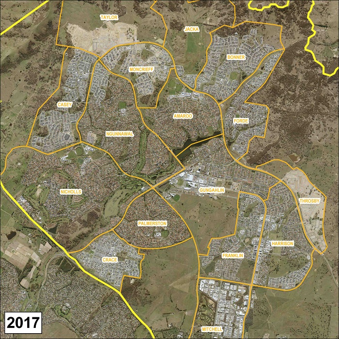 2017: An aerial image of Gungahlin.