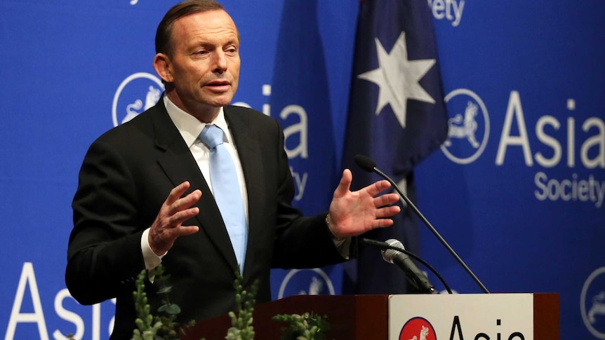 Prime Minister Tony Abbott speaking at the Asia Society's Dinner in Houston, US, Friday, June 13, 2014.