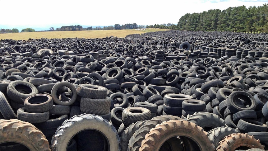 Thousands of tyres in a massive pile