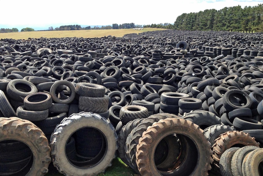 Tyre stockpile near Longford