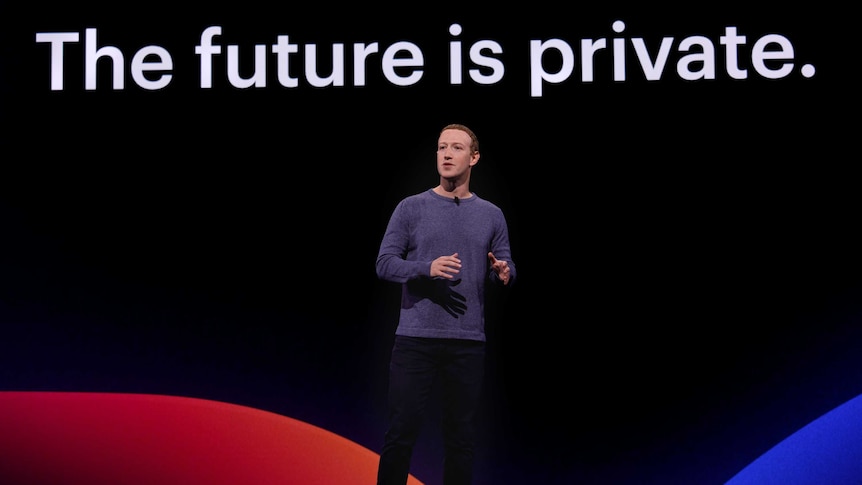 Facebook CEO Mark Zuckerberg addresses a conference in 2019.