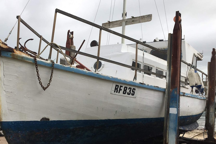 A large old fishing boat