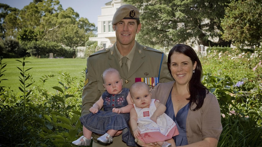 Corporal Benjamin Roberts-Smith with wife Emma Roberts-Smith and twin girls
