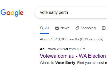 A\ Google ad for the VoteWA website.